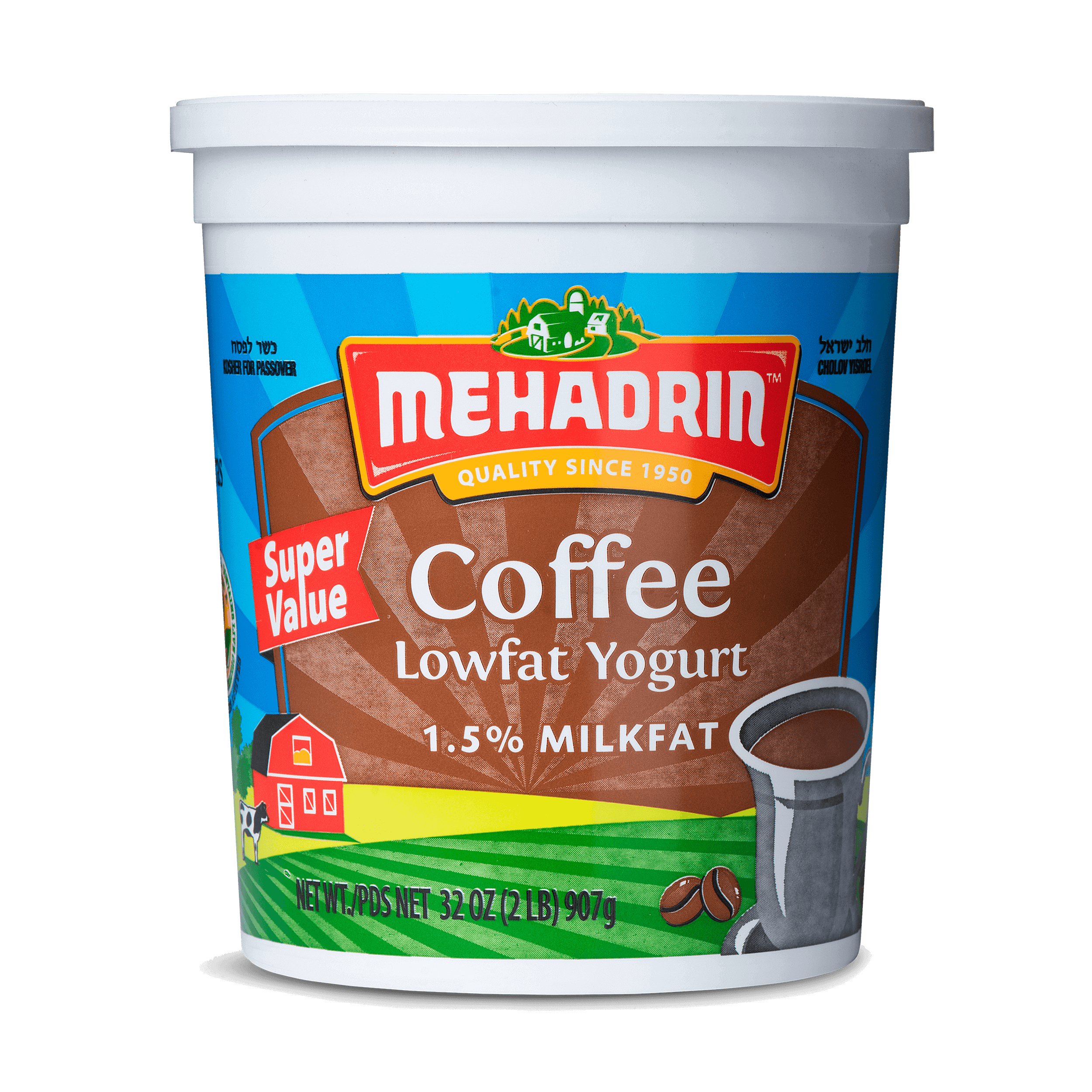 Coffee Natural Lowfat Yogurt, 32 Oz. Mehadrin Dairy